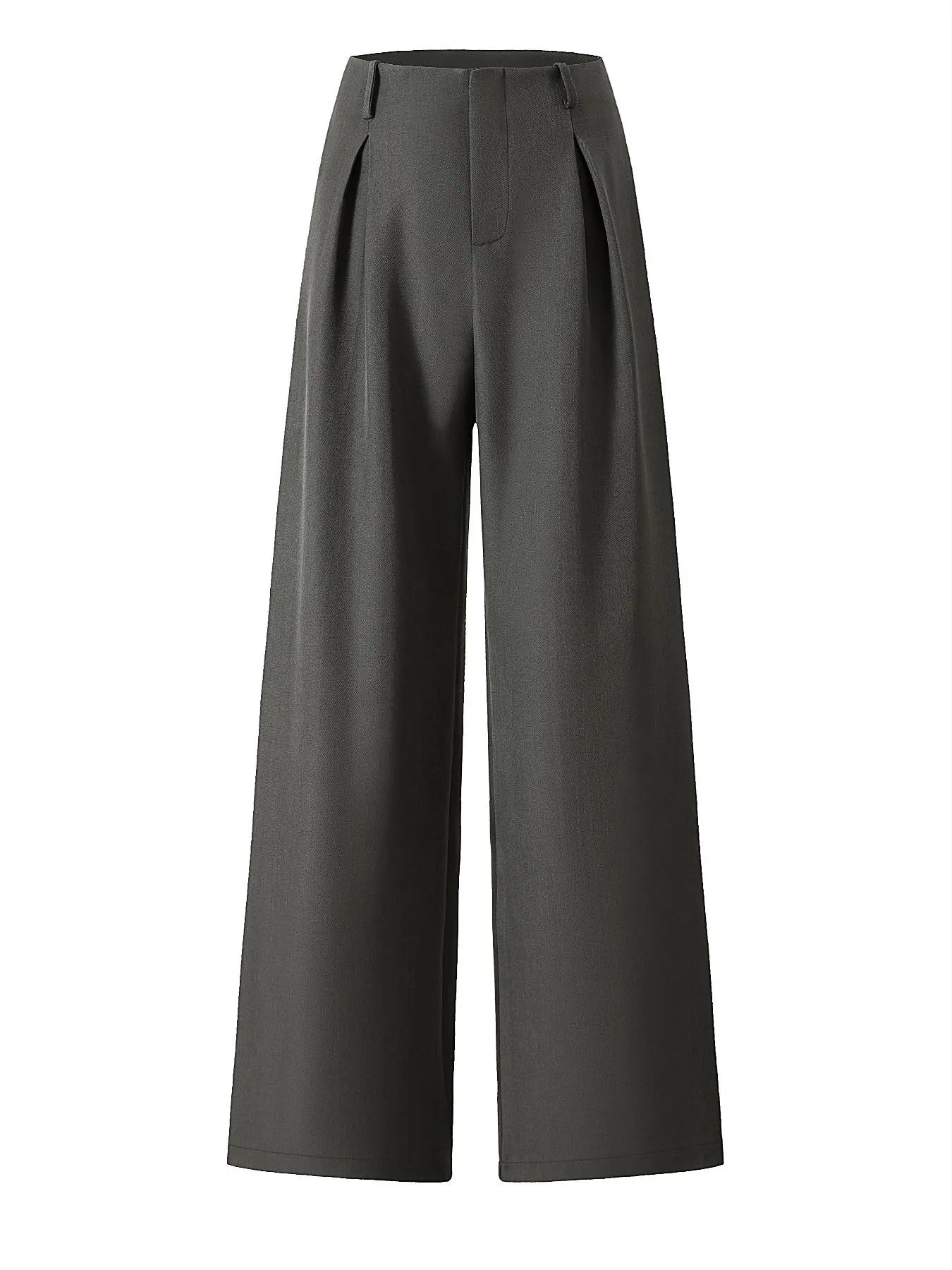 Women's Pleated Wide Leg Trousers with Pockets and Zipper Fly for Office and Business Attire, Spring and Fall Collection
