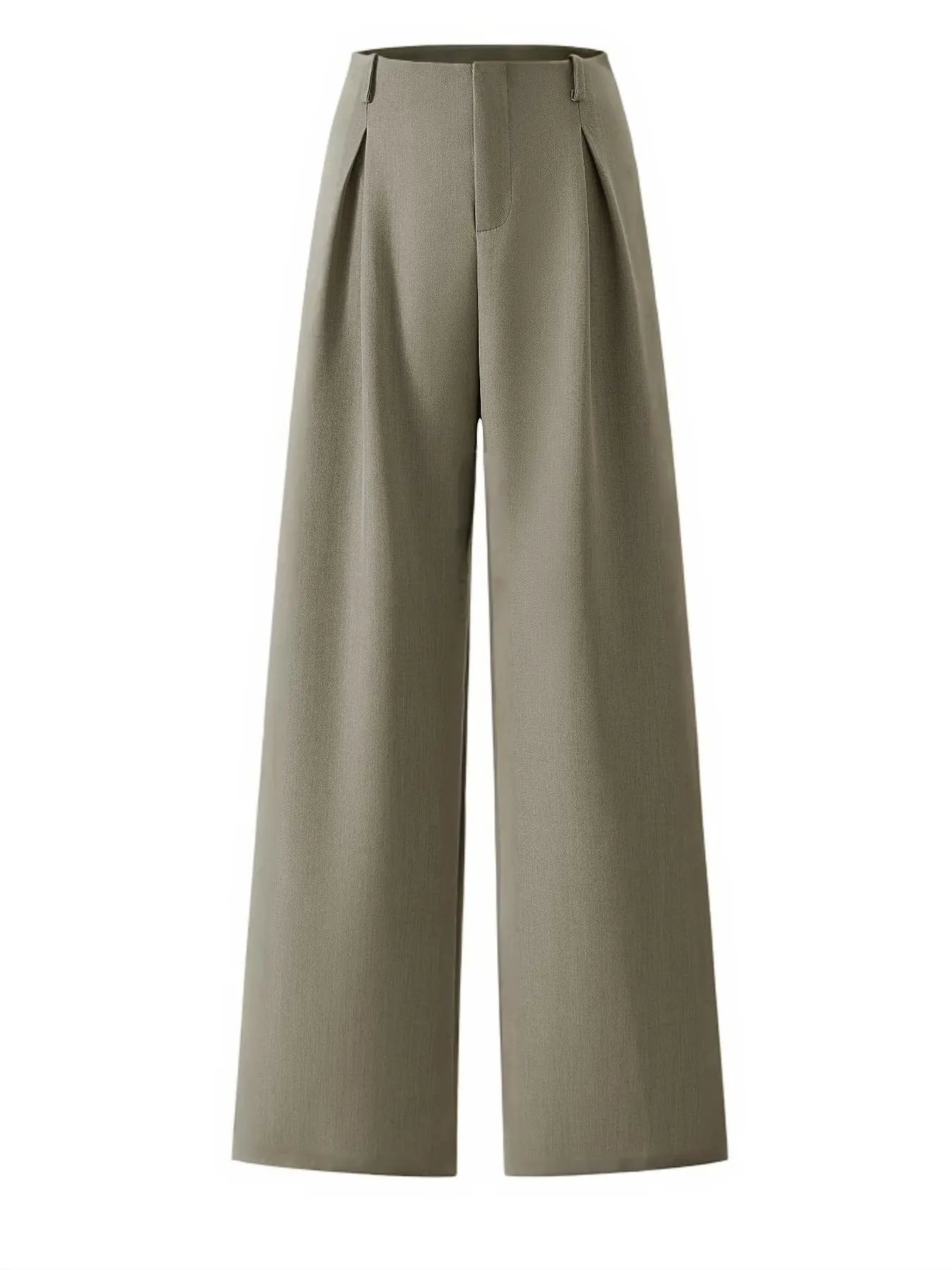 Women's Pleated Wide Leg Trousers with Pockets and Zipper Fly for Office and Business Attire, Spring and Fall Collection