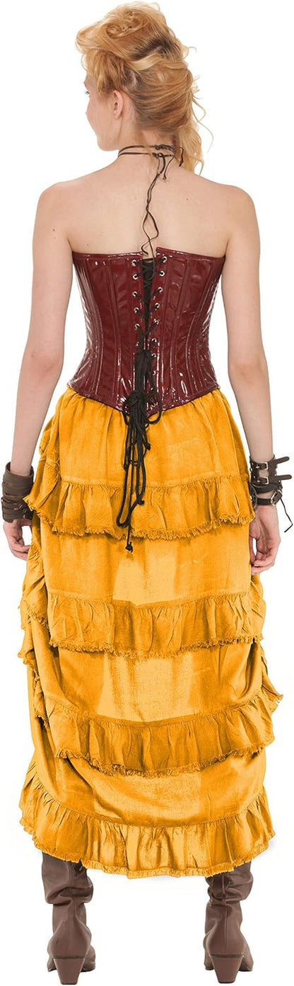 Steampunk Victorian Cosplay Costume Womens High-Low Show Girl Skirt