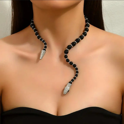 Adjustable Gothic-Inspired Snake Necklace and Bracelet Set