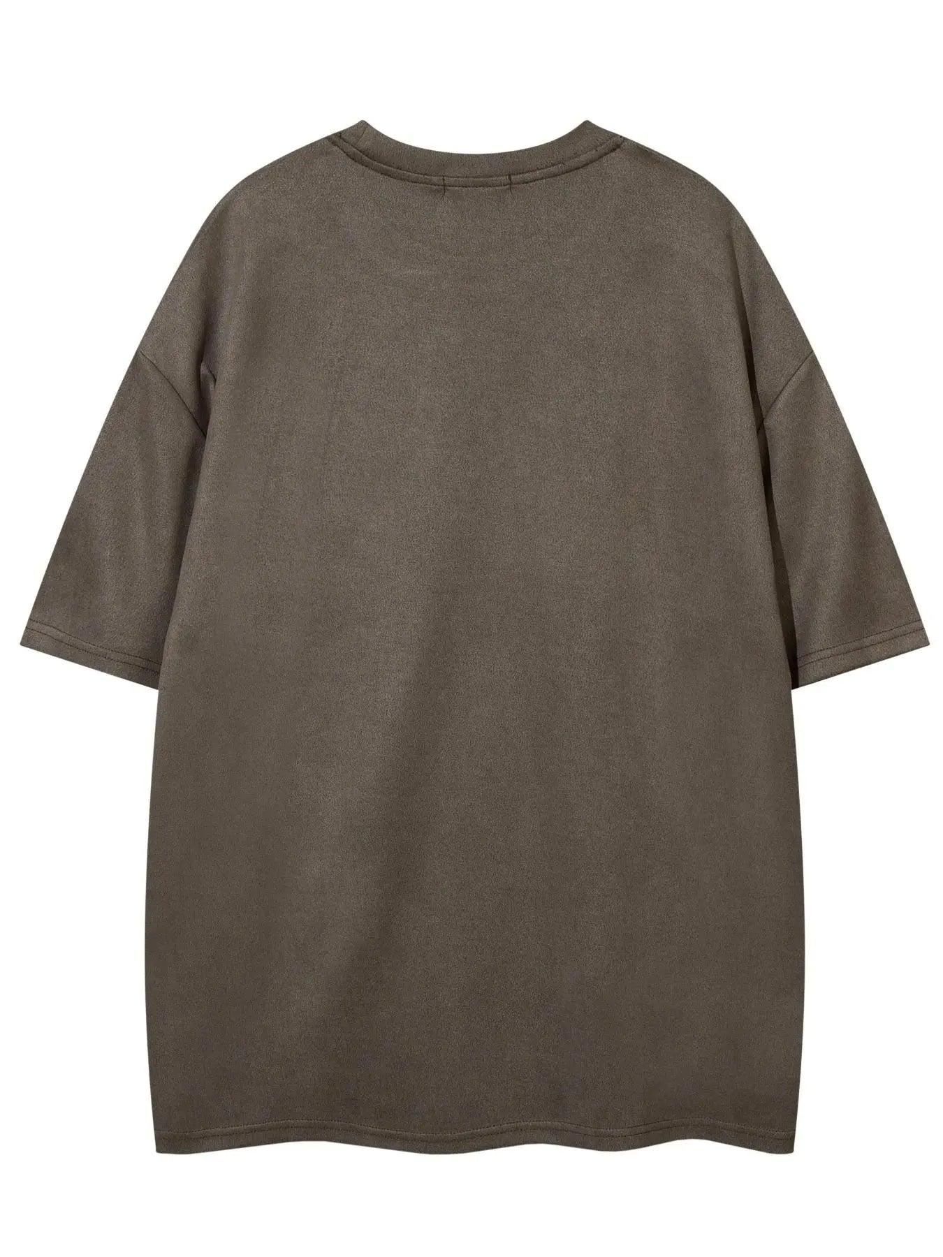 Men's Embroidered Suede Drop Shoulder T-Shirt - Soft and Comfortable Half Sleeve Round Neck Tee for Summer Streetwear and Everyday Use