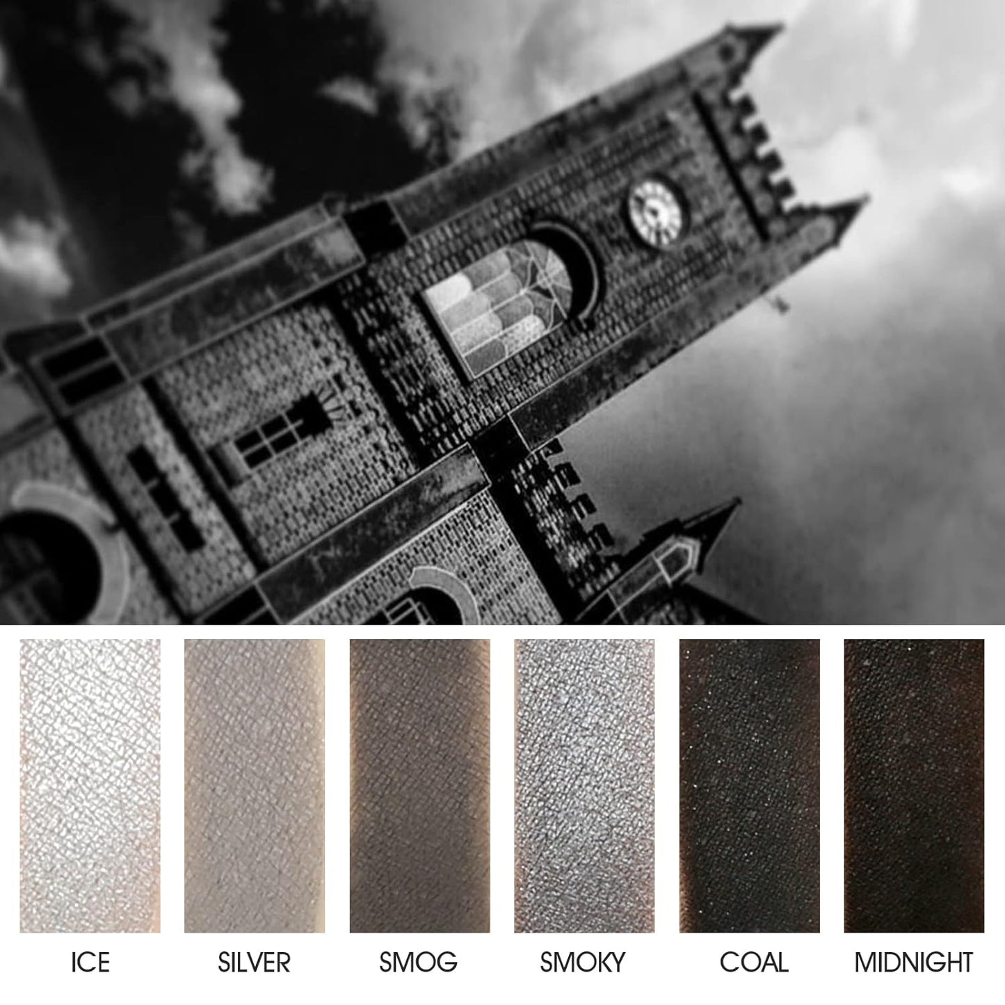 Black Smoky Eye Shadow Palette, DE’LANCI PANDA 9 Colors True Black Dark Grey Smokey Goth Makeup Pallet, 9 Soft Matte Shimmer High Pigmented Basic Black White Gray Shade for Halloween