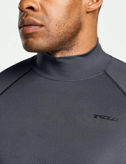 Men'S UPF 50+ Mock Long Sleeve Compression Shirts, Athletic Workout Shirt, Base Layer for Water Sports