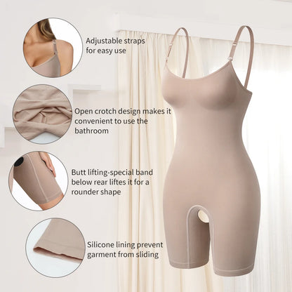 Women's Full Body Shaper with Enhanced Tummy Control and Waist Training - Shapewear Bodysuit and Thigh Slimming Corset
