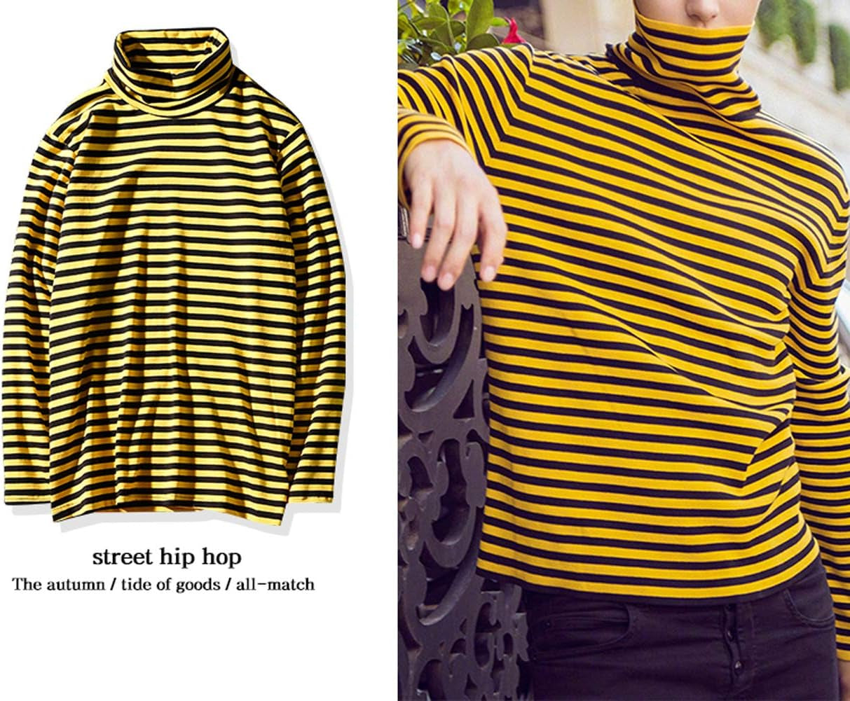 Mens Shirt Striped Black White Cotton Spandex Crewneck Long Sleeve Basic Pullover Stripe Casual Crew Tee Shirt
