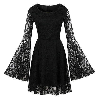 Women's Vintage Gothic Lace Steampunk Mini Dress - 2025 Long Flare Party Attire