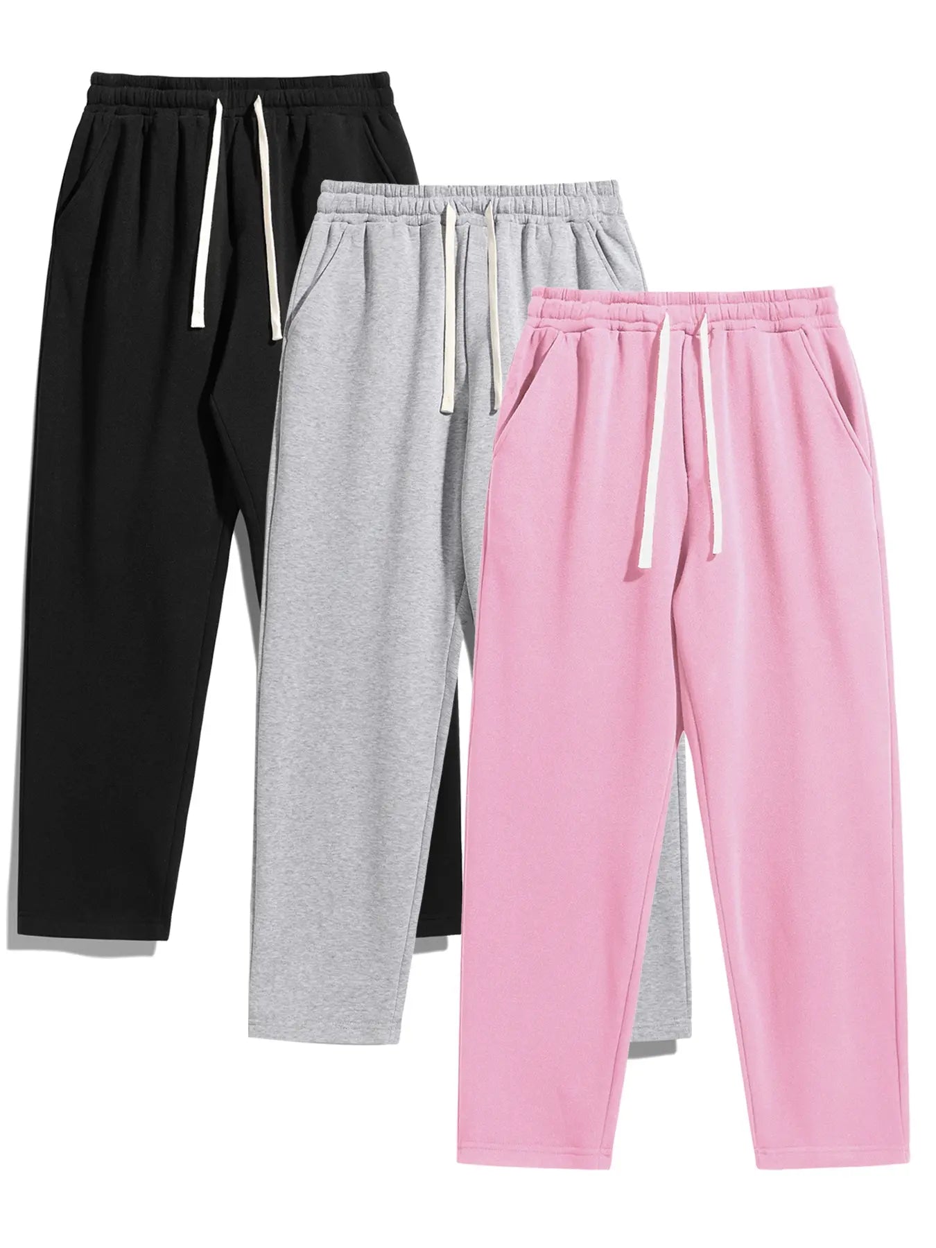 Men's Regular Fit Solid Sweatpants with Adjustable Drawstring and Casual Pocket Design for Autumn and Winter Wear