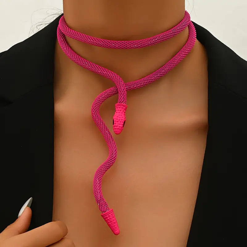 Adjustable Gothic-Inspired Snake Necklace and Bracelet Set