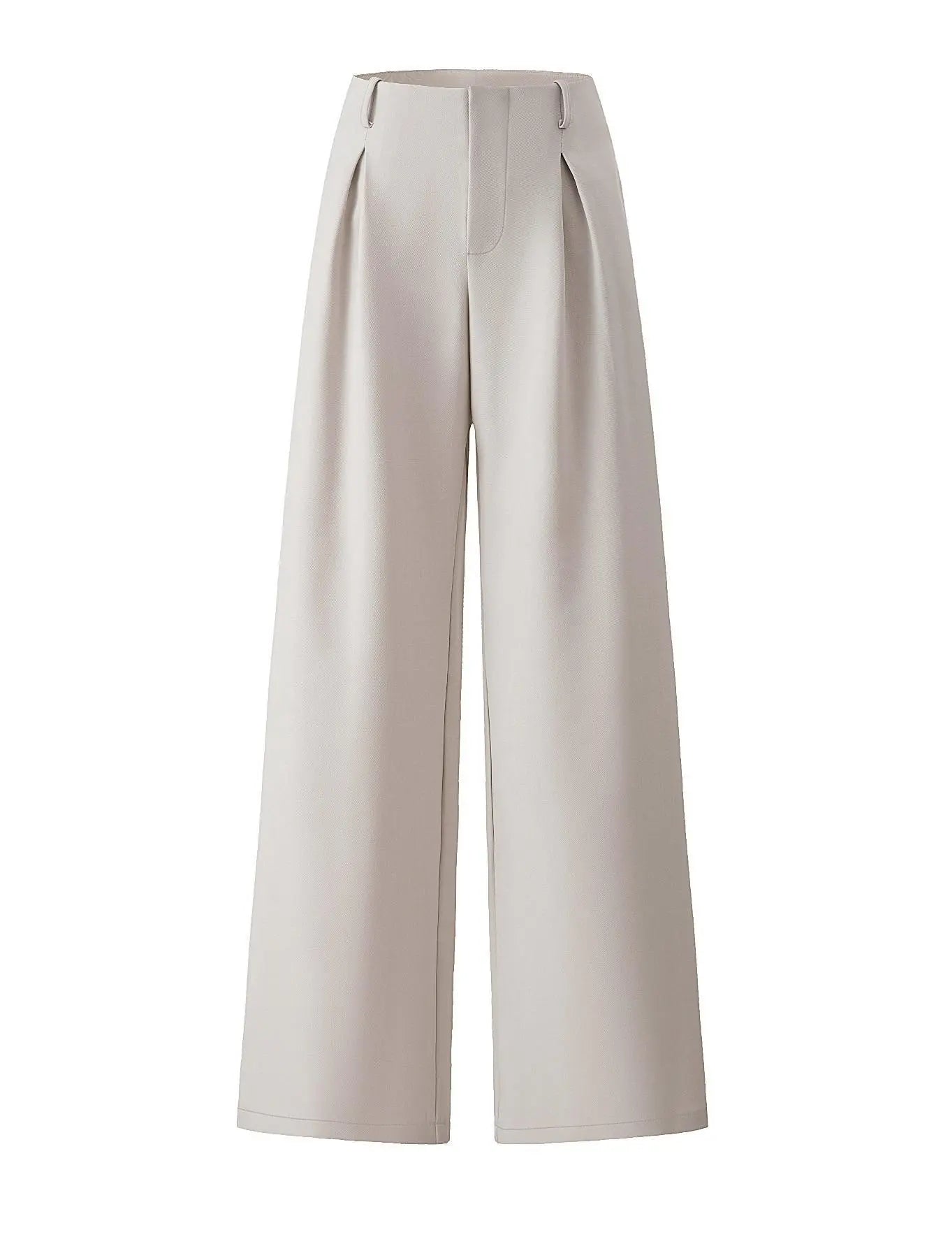 Women's Pleated Wide Leg Trousers with Pockets and Zipper Fly for Office and Business Attire, Spring and Fall Collection