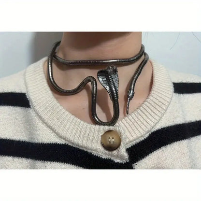 Adjustable Gothic-Inspired Snake Necklace and Bracelet Set