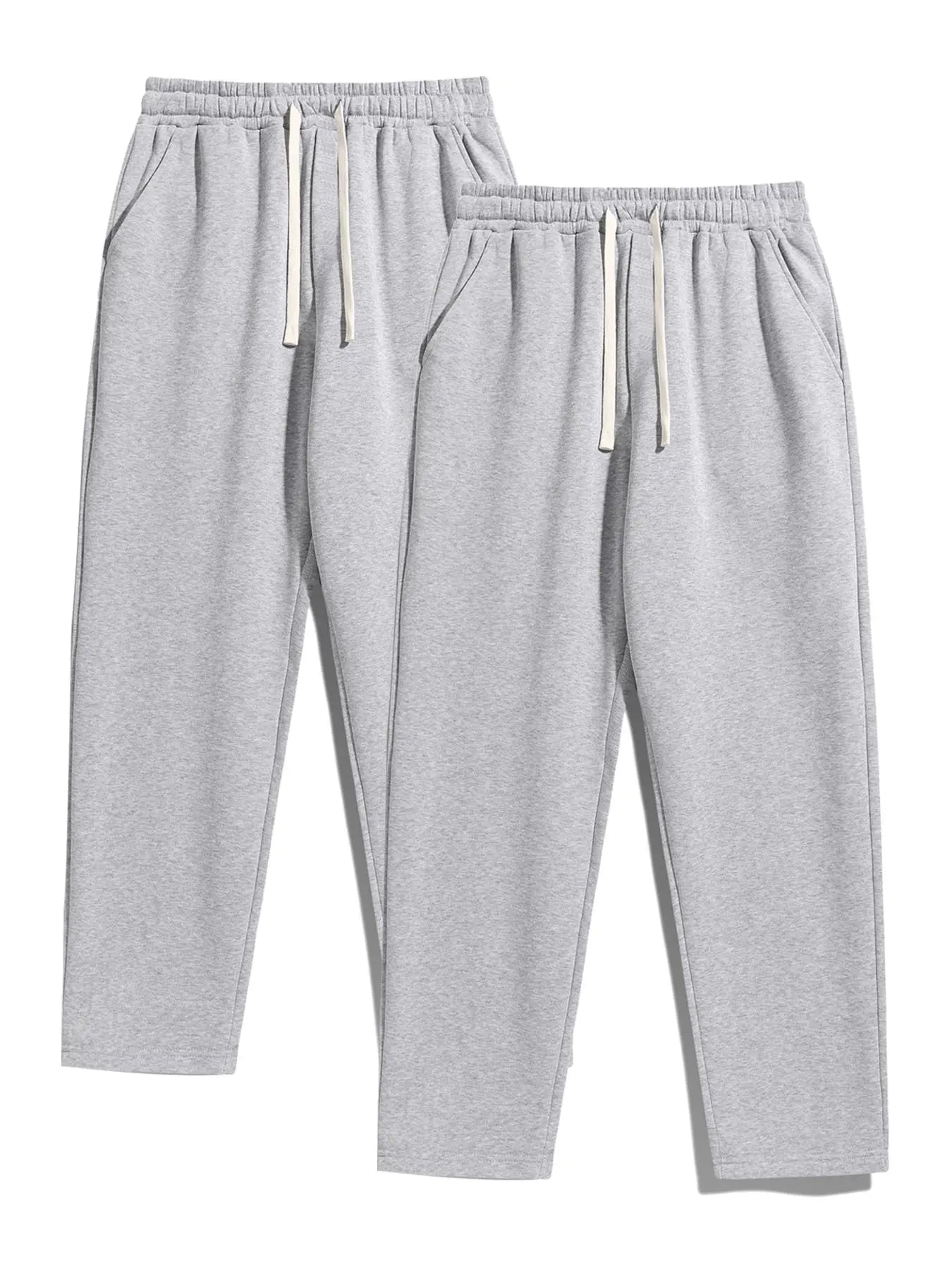 Men's Regular Fit Solid Sweatpants with Adjustable Drawstring and Casual Pocket Design for Autumn and Winter Wear