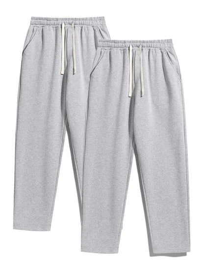 Men's Regular Fit Solid Sweatpants with Adjustable Drawstring and Casual Pocket Design for Autumn and Winter Wear