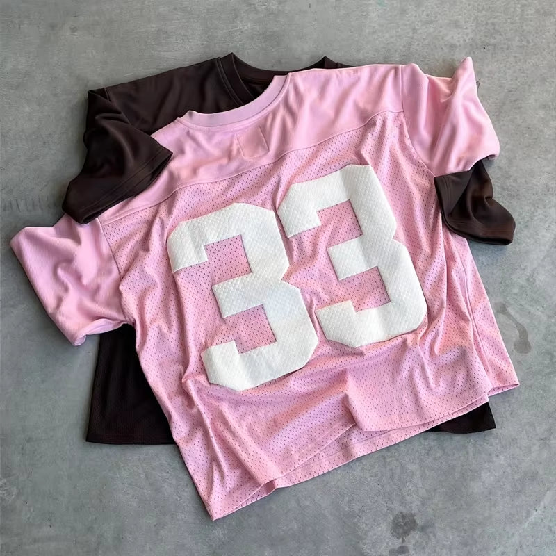 Y2K Retro Quick-Dry Breathable Mesh T-Shirt for Men and Women - Oversized Unisex Football Training and Casual Wear